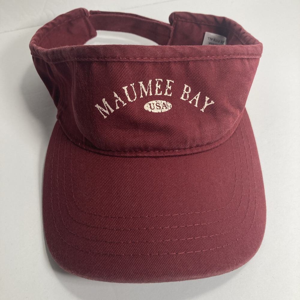 Maumee Bay USA Hat Visor Adjustable Maroon Golf Vacation Tourist 100% Cotton